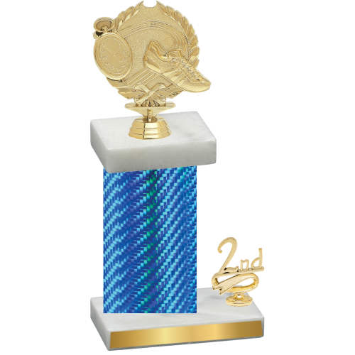 Accented Single Blue Carbon Fiber Second Place Running Trophy