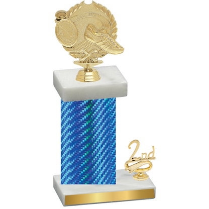 Accented Single Blue Carbon Fiber Second Place Running Trophy