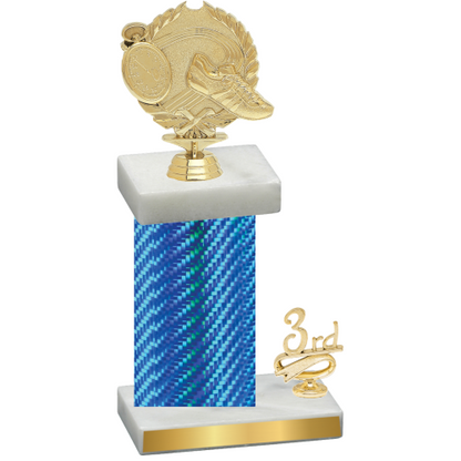 Accented Single Blue Carbon Fiber Third Place Running Trophy