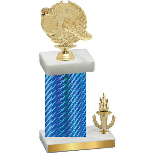 Accented Single Blue Carbon Fiber Victory Running Trophy