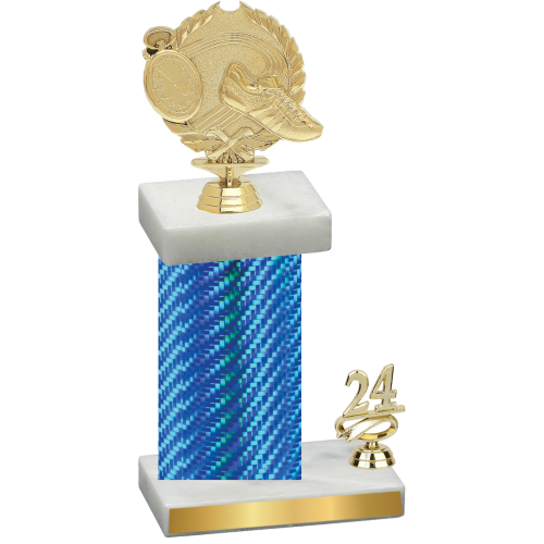 Accented Single Blue Carbon Fiber Year Running Trophy