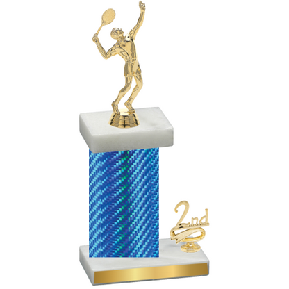 Accented Single Blue Carbon Fiber Second Place Tennis Trophy