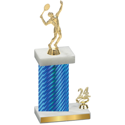 Accented Single Blue Carbon Fiber Year Tennis Trophy