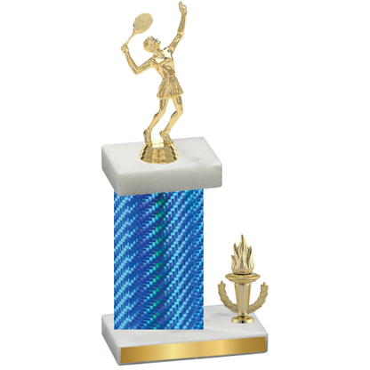 Accented Single Blue Carbon Fiber Victory Tennis Trophy