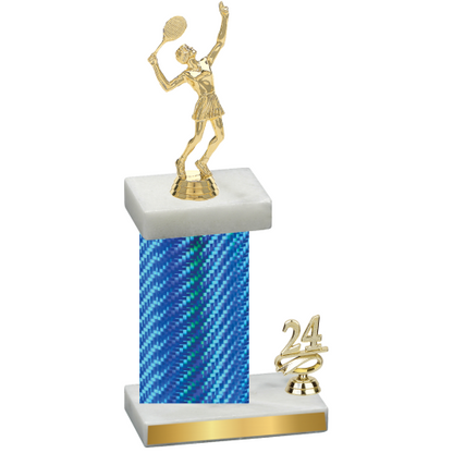 Accented Single Blue Carbon Fiber Year Tennis Trophy