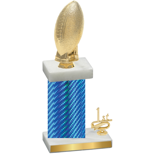 Accented Single Blue Carbon Fiber First Place Football Trophy