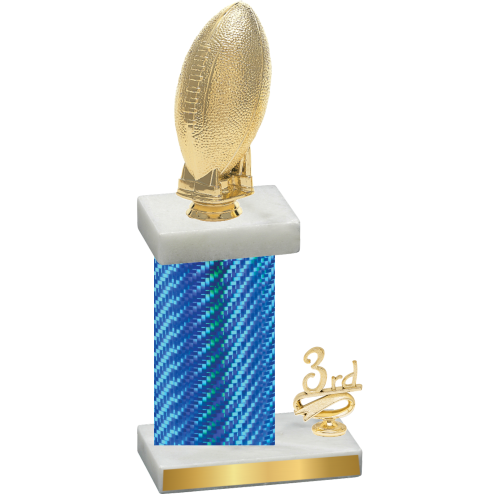 Accented Single Blue Carbon Fiber Third Place Football Trophy