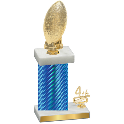 Accented Single Blue Carbon Fiber Fourth Place Football Trophy