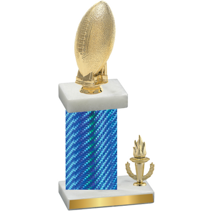 Accented Single Blue Carbon Fiber Victory Football Trophy