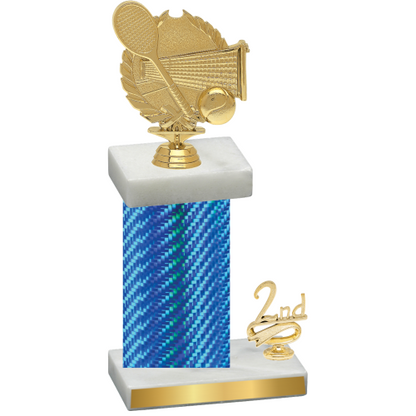 Accented Single Blue Carbon Fiber Second Place Tennis Trophy