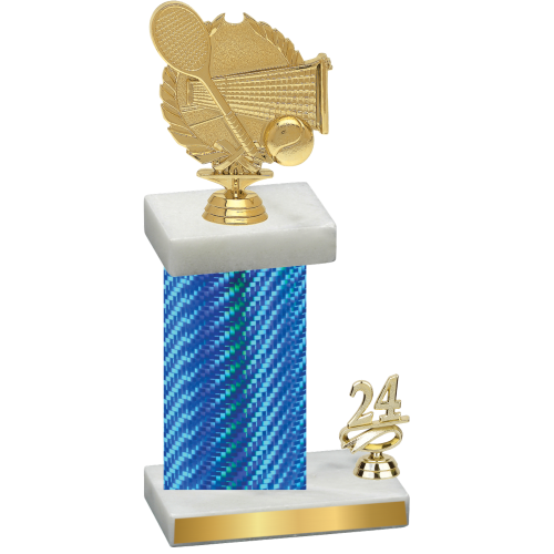 Accented Single Blue Carbon Fiber Year Tennis Trophy