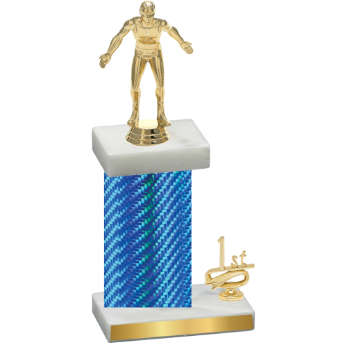 Accented Single Blue Carbon Fiber First Place Wrestling Trophy