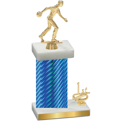 Accented Single Blue Carbon Fiber First Place Bowling Trophy