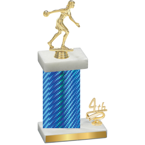 Accented Single Blue Carbon Fiber Fourth Place Bowling Trophy