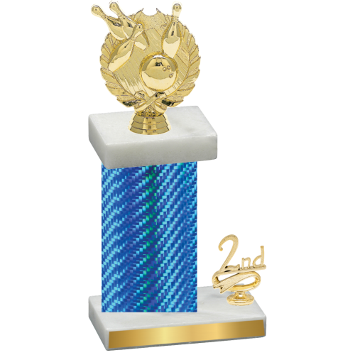 Accented Single Blue Carbon Fiber Second Place Bowling Trophy