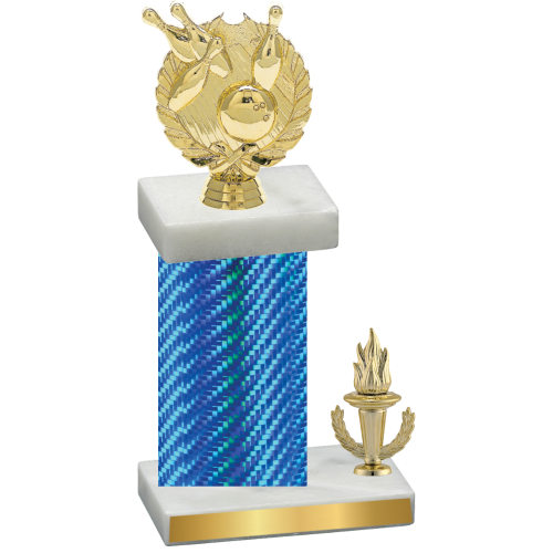 Accented Single Blue Carbon Fiber Victory Bowling Trophy