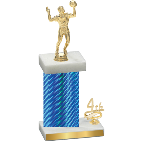 Accented Single Blue Carbon Fiber Fourth Place Volleyball Trophy