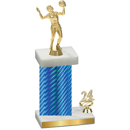 Accented Single Blue Carbon Fiber Year Volleyball Trophy