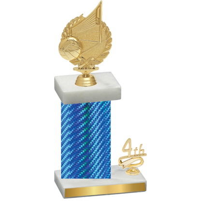 Accented Single Blue Carbon Fiber Fourth Place Volleyball Trophy