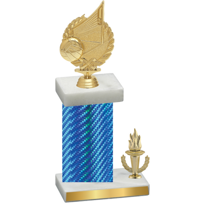 Accented Single Blue Carbon Fiber Victory Volleyball Trophy