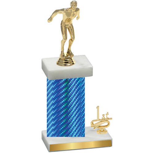 Accented Single Blue Carbon Fiber First Place Swimming Trophy