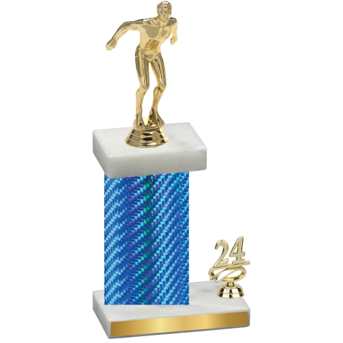 Accented Single Blue Carbon Fiber Year Swimming Trophy