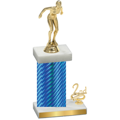 Accented Single Blue Carbon Fiber Second Place Tennis Trophy