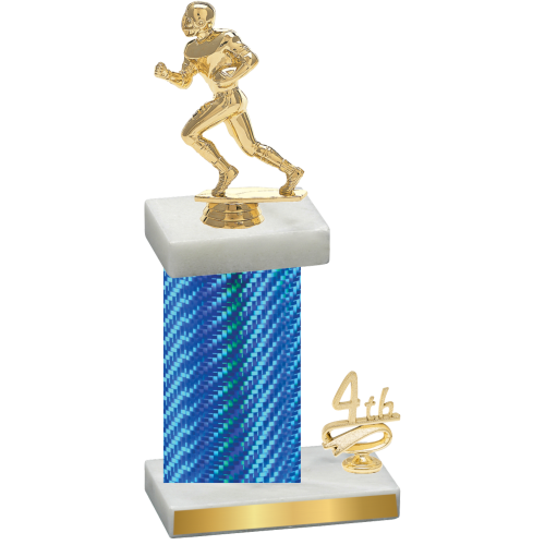 Accented Single Blue Carbon Fiber Fourth Place Football Trophy