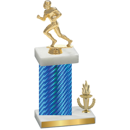 Accented Single Blue Carbon Fiber Victory Football Trophy