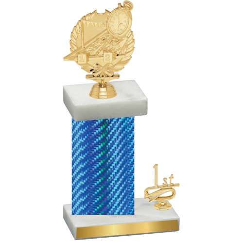 Accented Single Blue Carbon Fiber First Place Swimming Trophy