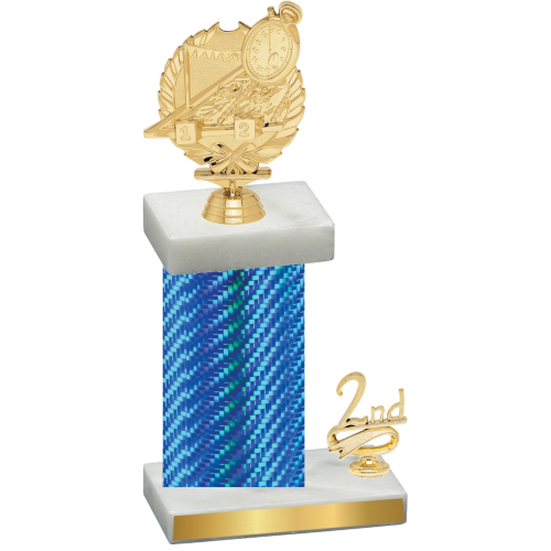 Accented Single Blue Carbon Fiber Second Place Swimming Trophy