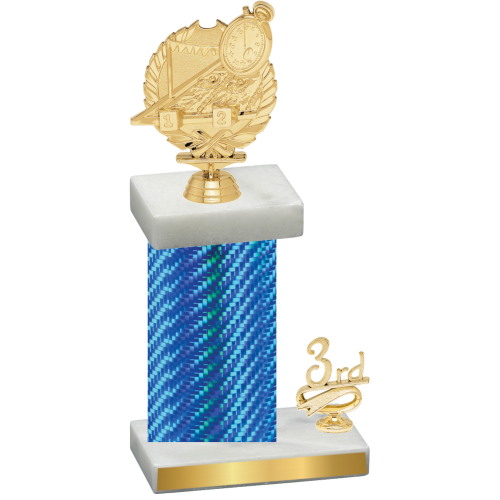 Accented Single Blue Carbon Fiber Third Place Swimming Trophy