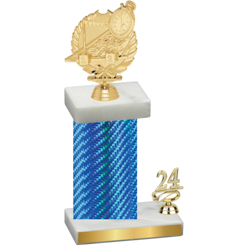 Accented Single Blue Carbon Fiber Year Swimming Trophy