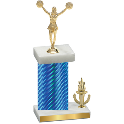 Accented Single Blue Carbon Fiber Victory Cheerleading Trophy