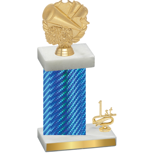 Accented Single Blue Carbon Fiber First Place Cheerleading Trophy