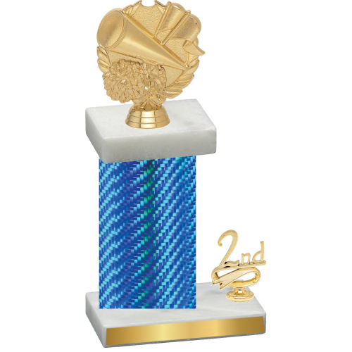 Accented Single Blue Carbon Fiber Second Place Cheerleading Trophy