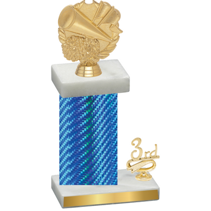 Accented Single Blue Carbon Fiber Third Place Cheerleading Trophy