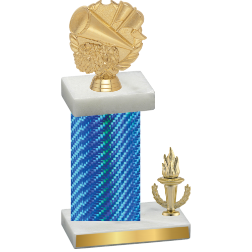 Accented Single Blue Carbon Fiber Victory Cheerleading Trophy