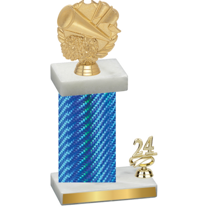 Accented Single Blue Carbon Fiber Year Cheerleading Trophy