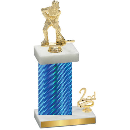 Accented Single Blue Carbon Fiber Second Place Hockey Trophy