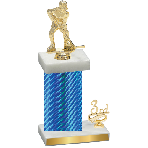 Accented Single Blue Carbon Fiber Third Place Hockey Trophy