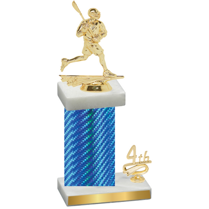 Accented Single Blue Carbon Fiber Fourth Place Lacrosse Trophy