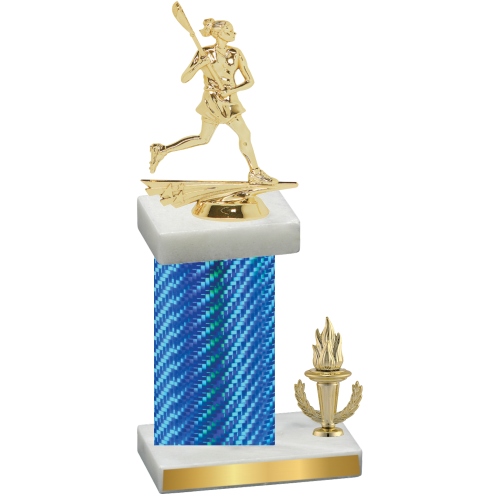 Accented Single Blue Carbon Fiber Victory Lacrosse Trophy