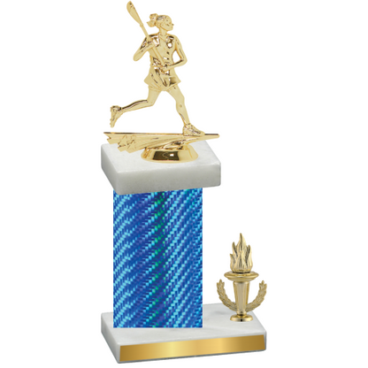 Accented Single Blue Carbon Fiber Victory Lacrosse Trophy