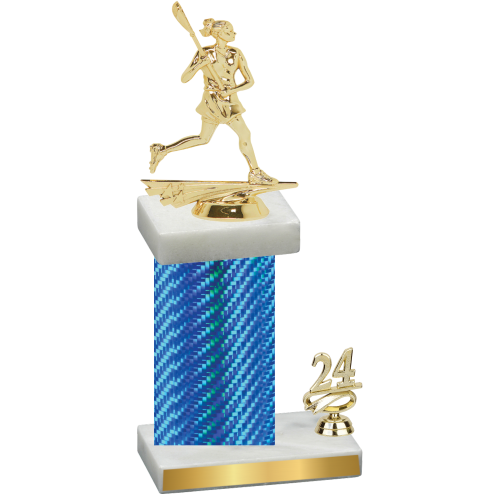 Accented Single Blue Carbon Fiber Year Lacrosse Trophy