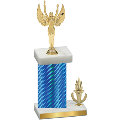 Accented Single Blue Carbon Fiber Victory Victory Trophy