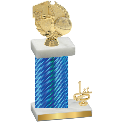 Accented Single Blue Carbon Fiber First Place Basketball Trophy