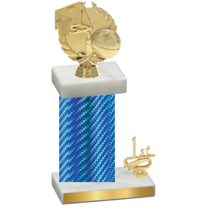 Accented Single Blue Carbon Fiber First Place Basketball Trophy