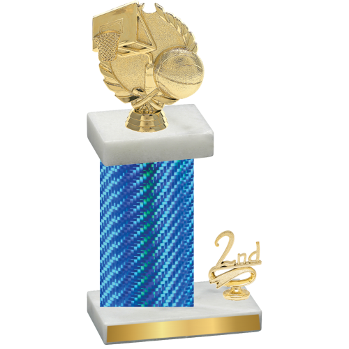 Accented Single Blue Carbon Fiber Second Place Basketball Trophy