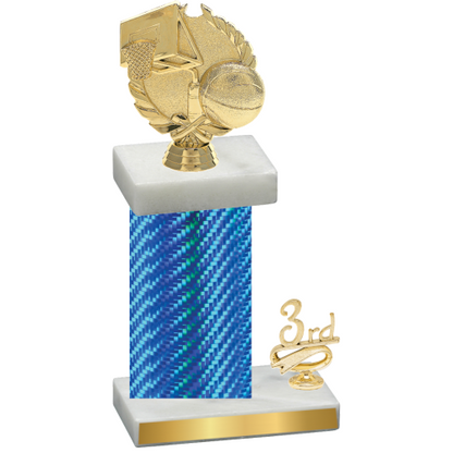 Accented Single Blue Carbon Fiber Third Place Basketball Trophy